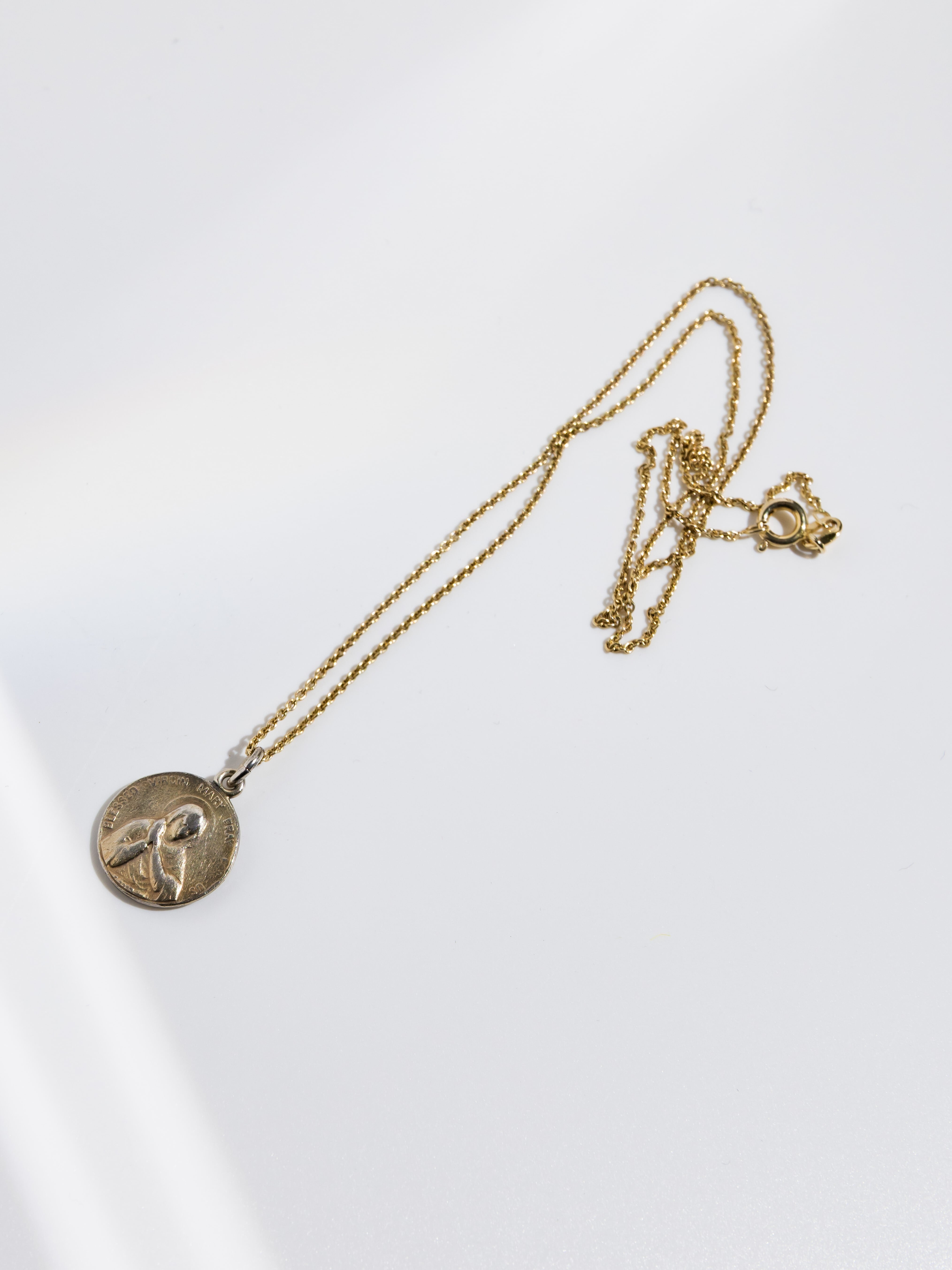 French antique coin double face necklace