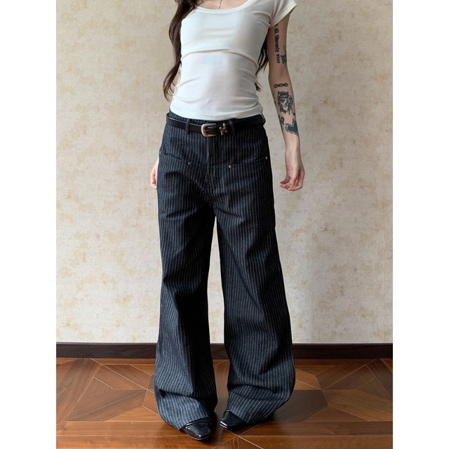 クラシックストライプボリュームシルエットパンツ 1col R02378