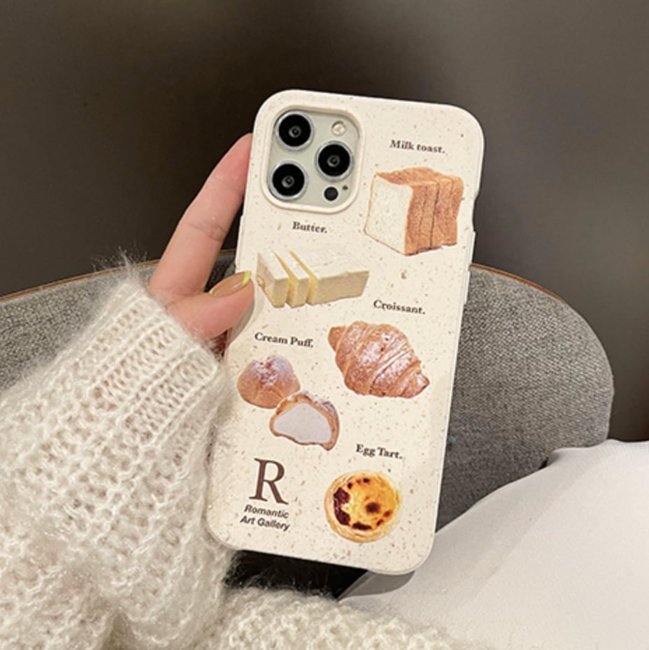 美味しそうなカフェデザイン◎韓国っぽ クロワッサン バター おしゃれ かわいい iphone15 スマホケース ND-14649
