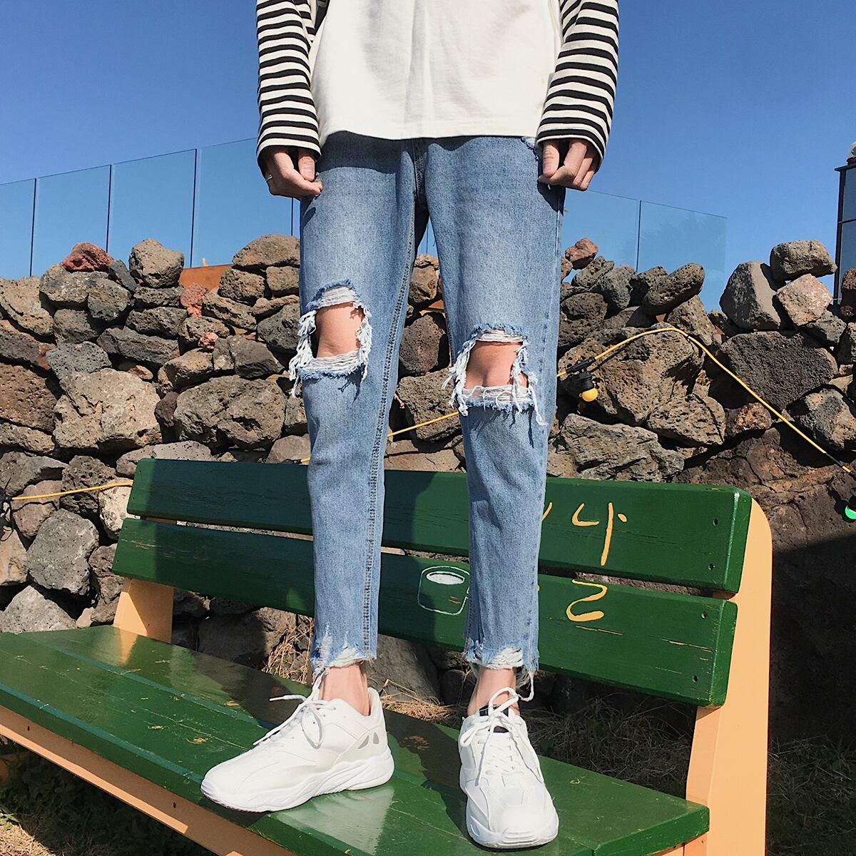 全1色 デニム パンツ ストレート カジュアル 無地 おしゃれ