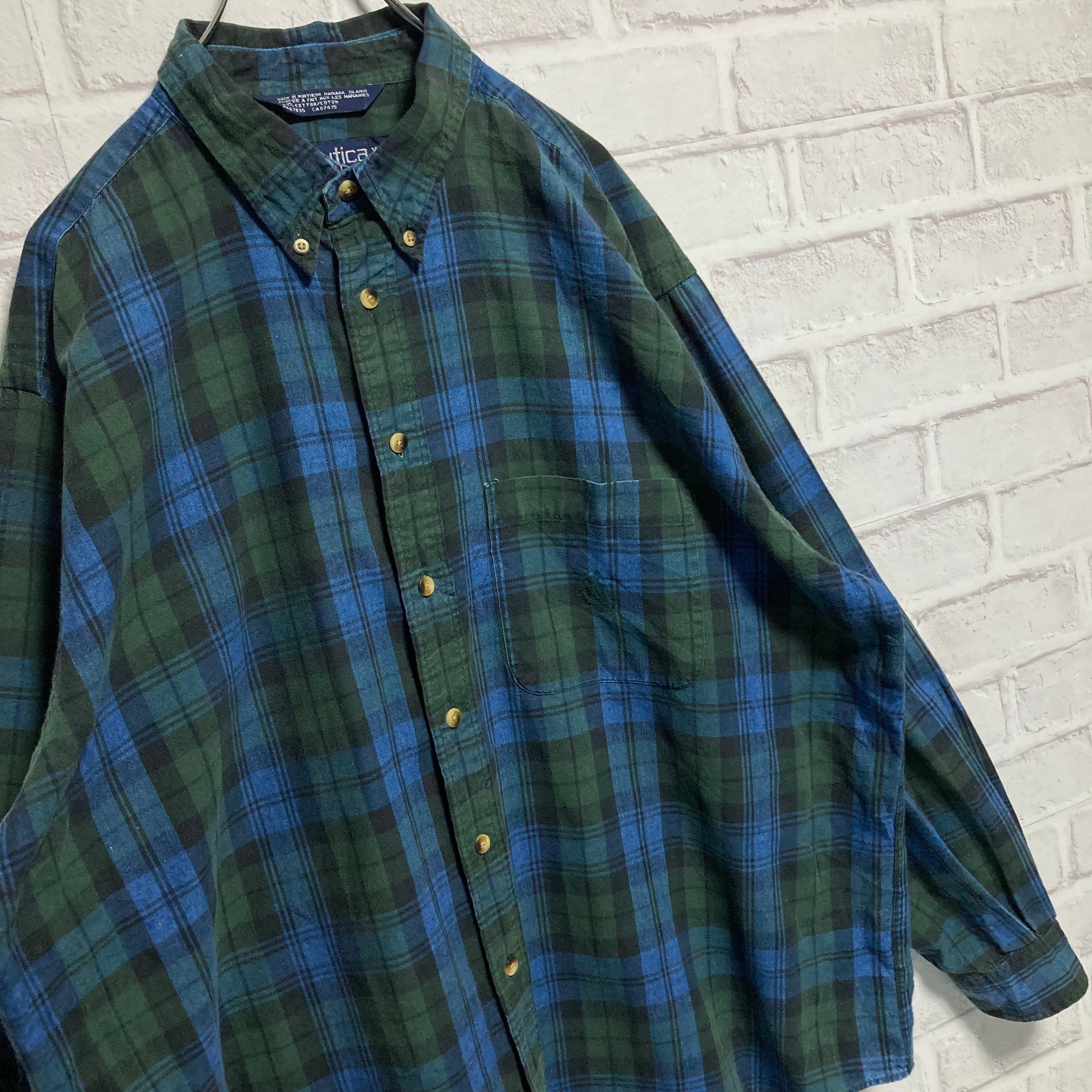 Nautica 長袖 チェックシャツ 90s USA  XL