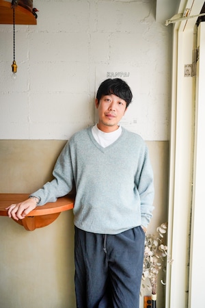 【1980-90s】"Robe Di Kappa" Lambs Wool 100% V-Neck Knit Sweater / 6-323
