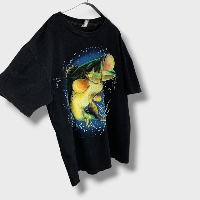 90s ブラックバスTシャツ　フィッシングT フィッシュT ブラック　XL