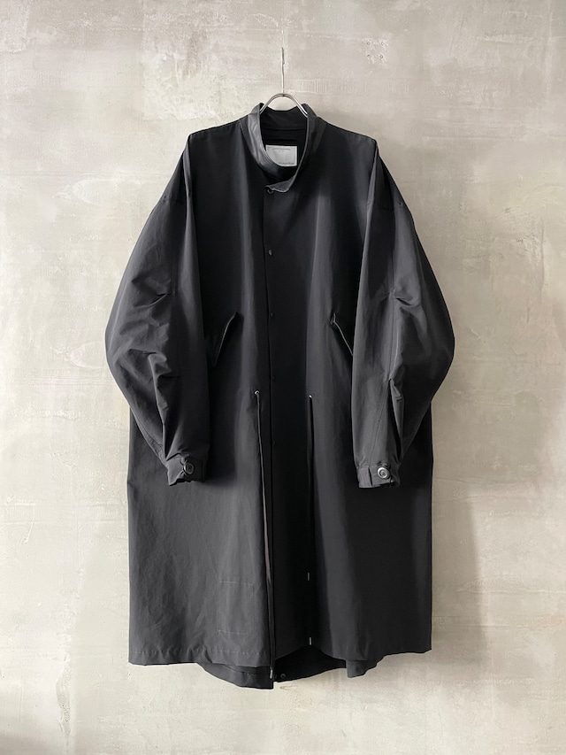 T/f Lv7 washable leather combination nylon cotton fishtail coat - black