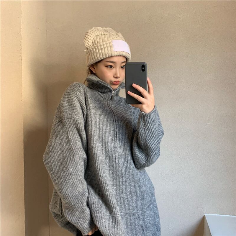 タートルネックセーターセータージャケット女性の秋と冬の肥厚2020新しいルーズアウターウェアレイジースタイルプルオーバートップ ブラックストロベリース50668718827