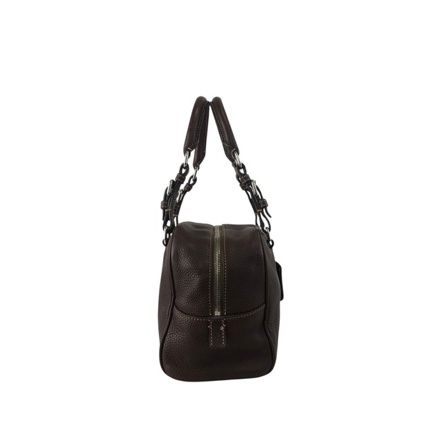 PRADA プラダ ハンドバッグ ブラウン ロゴ レザー ボストンバッグ カデナ vintage ヴィンテージ オールド pn7xkf