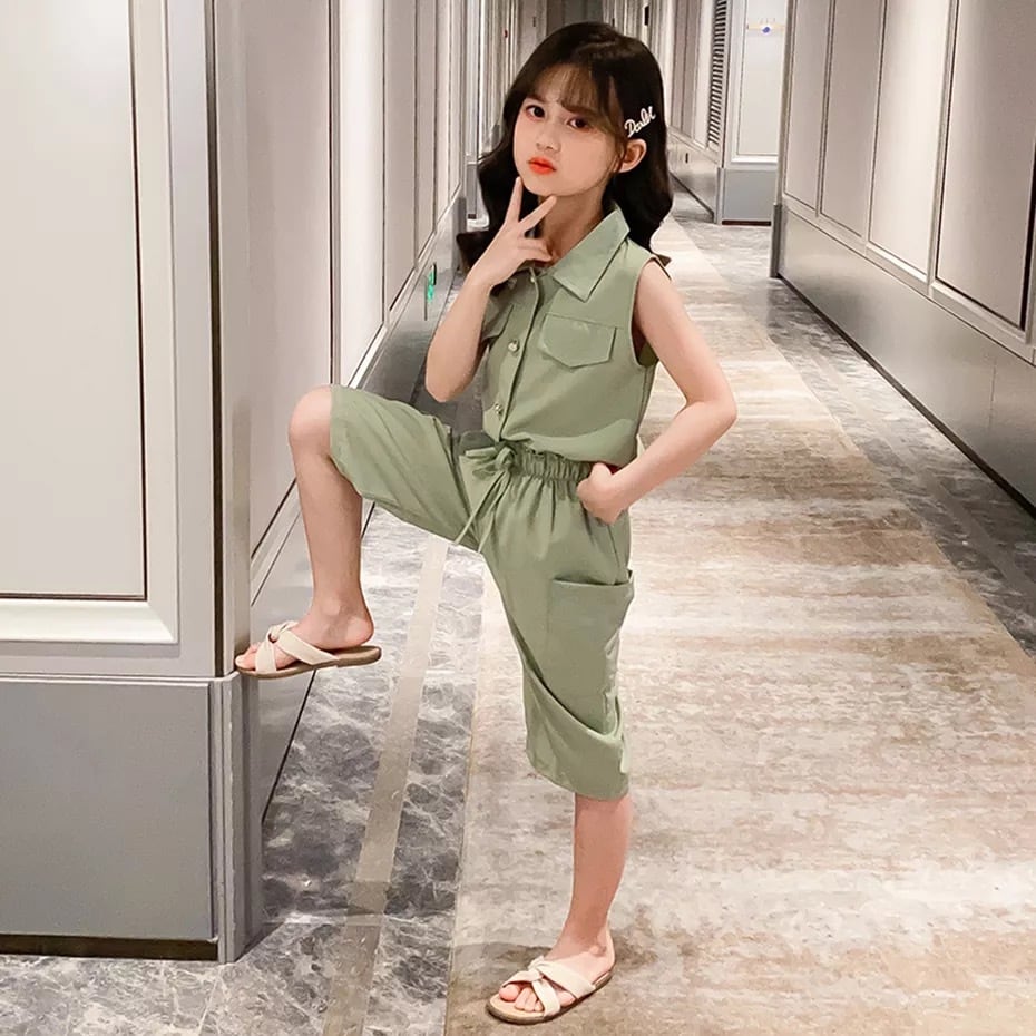 3 14歳 ノースリーブ セットアップ 女の子 3色 海外 韓国 子供服 海外直輸入インポート子供服通販 Guruguru グルグル