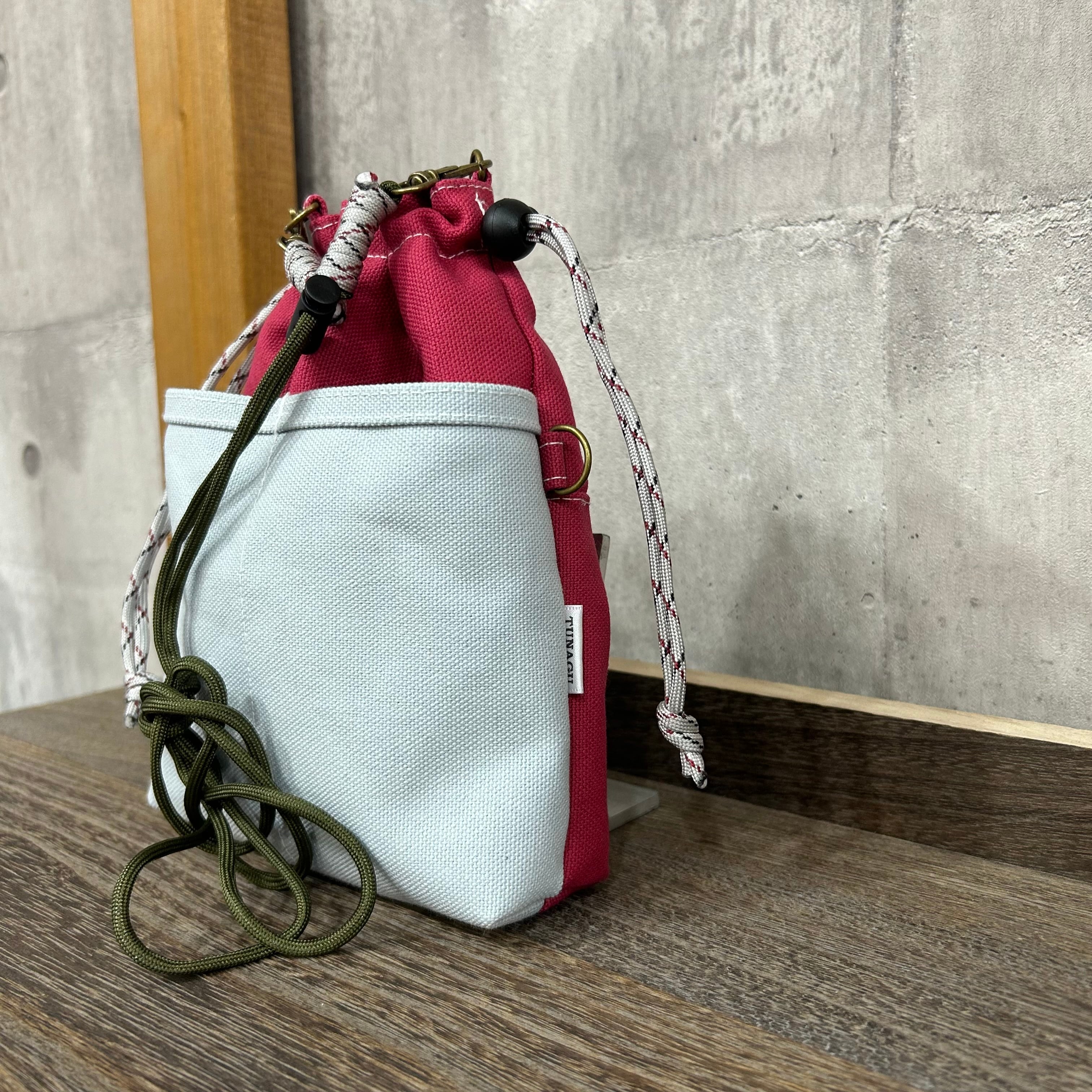 2WAY巾着ショルダー ＊- 専用紐・横Dカン付き【ホットピンク×ベビー