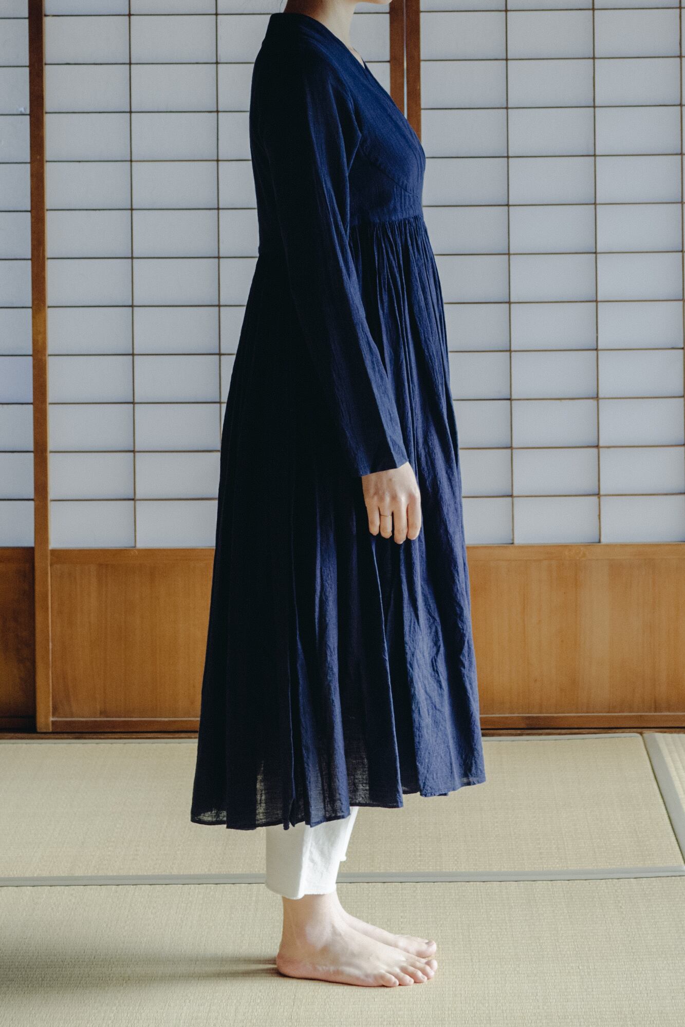 YAECA khadi ｜ラップギャザードレス 徳島藍 | 御茶屋跡