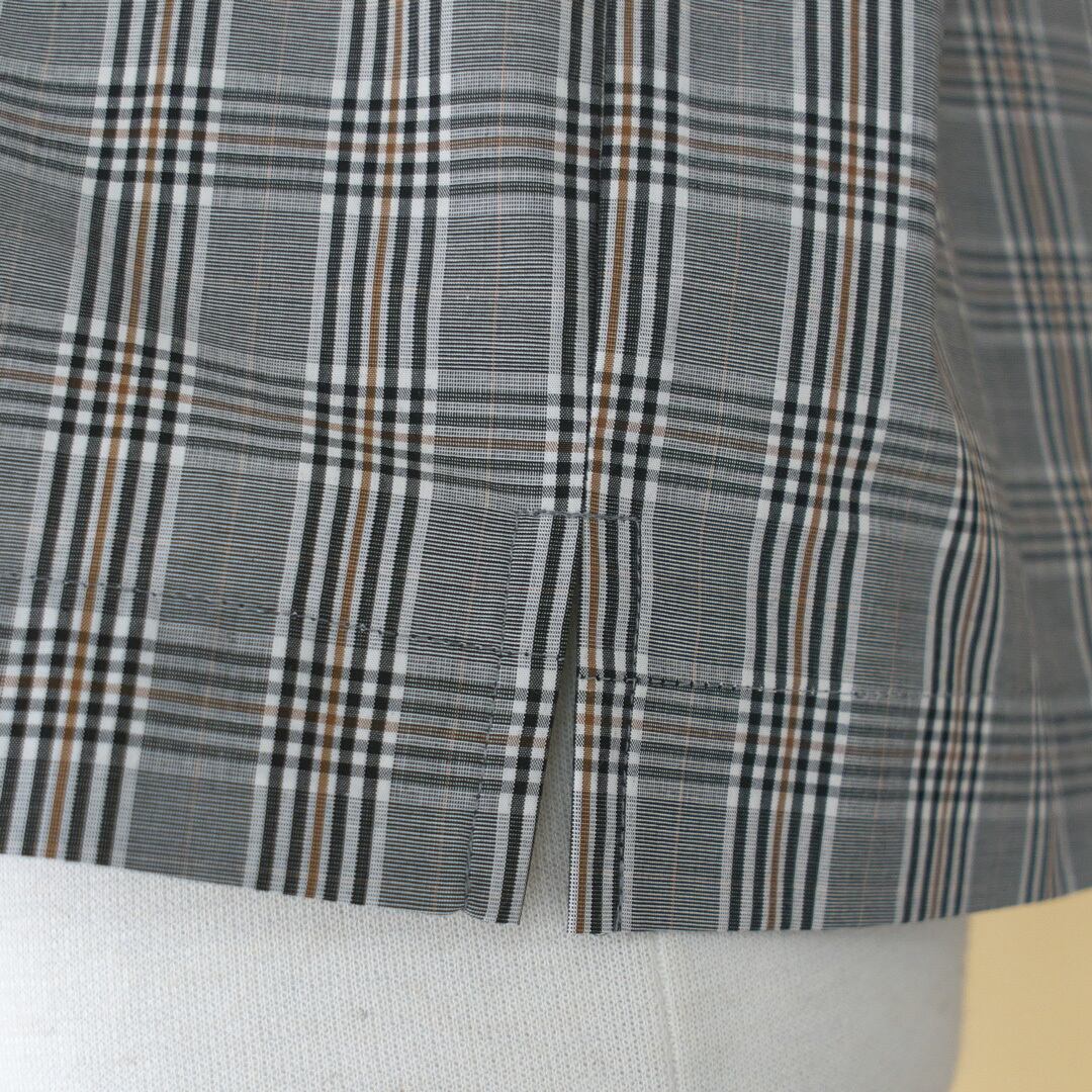 atelier naruse アトリエナルセ コットンネックリブTシャツ・グレンチェック