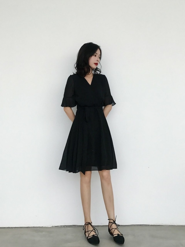 選べる丈 大きいサイズあり ブラックワンピース ワンピース ロングワンピース シフォン 半袖 フレア ロングワンピ 大きいサイズ 冠婚葬祭 パーティー 結婚式 フォーマル 黒 ロング ママ パーティ ミモレ丈 ロング丈 きれいめ 夏 春 1860 Sayurio レディース