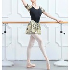 フラワープリント ショートスリーブ スカート付きレオタード L1298