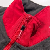 90s イタリア製 ARMANI JEANS アルマーニ ジーンズ BIGロゴ刺繍 ジップアップ フリース切替 ジャケット 48 /レッド/メンズ/D-TK6246