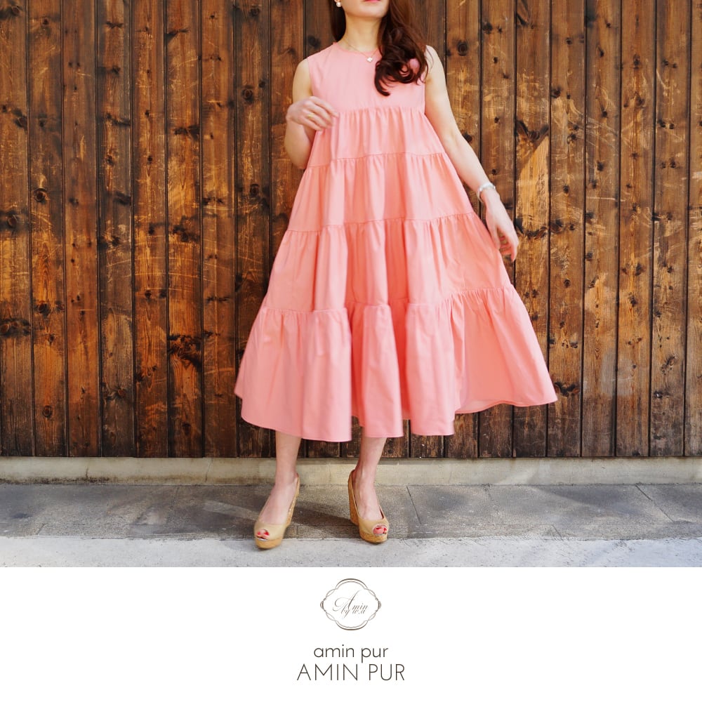 バックリボンティアードワンピース Pink | amin pur