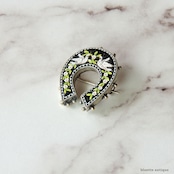 イタリアアンティーク マイクロモザイク つがいの鳩 ホースシュー ブローチ