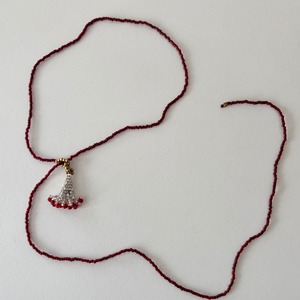 necklace#silver × dark red tassel