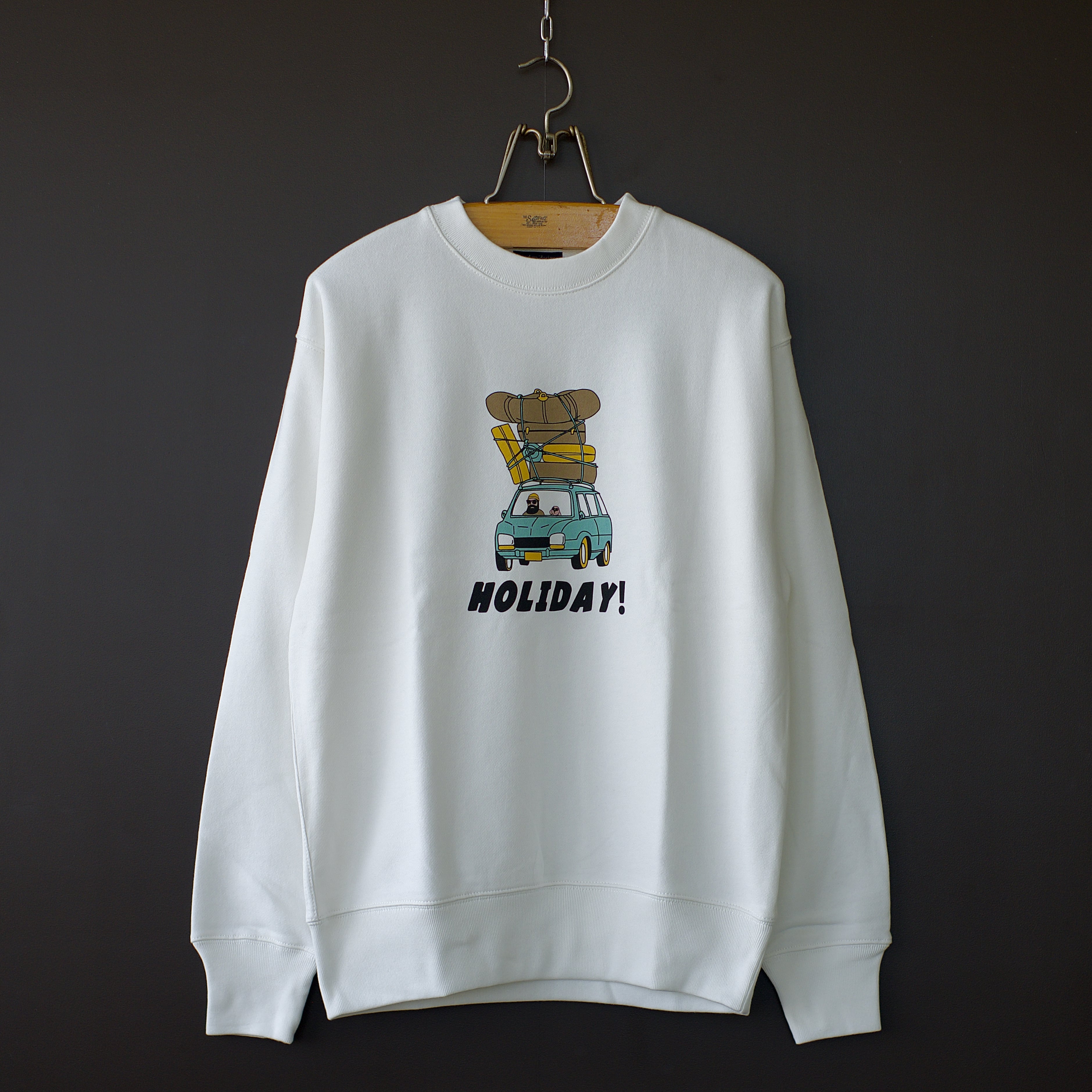 modem design】HOLIDAY! camp ojisan sweat (white) dros dro