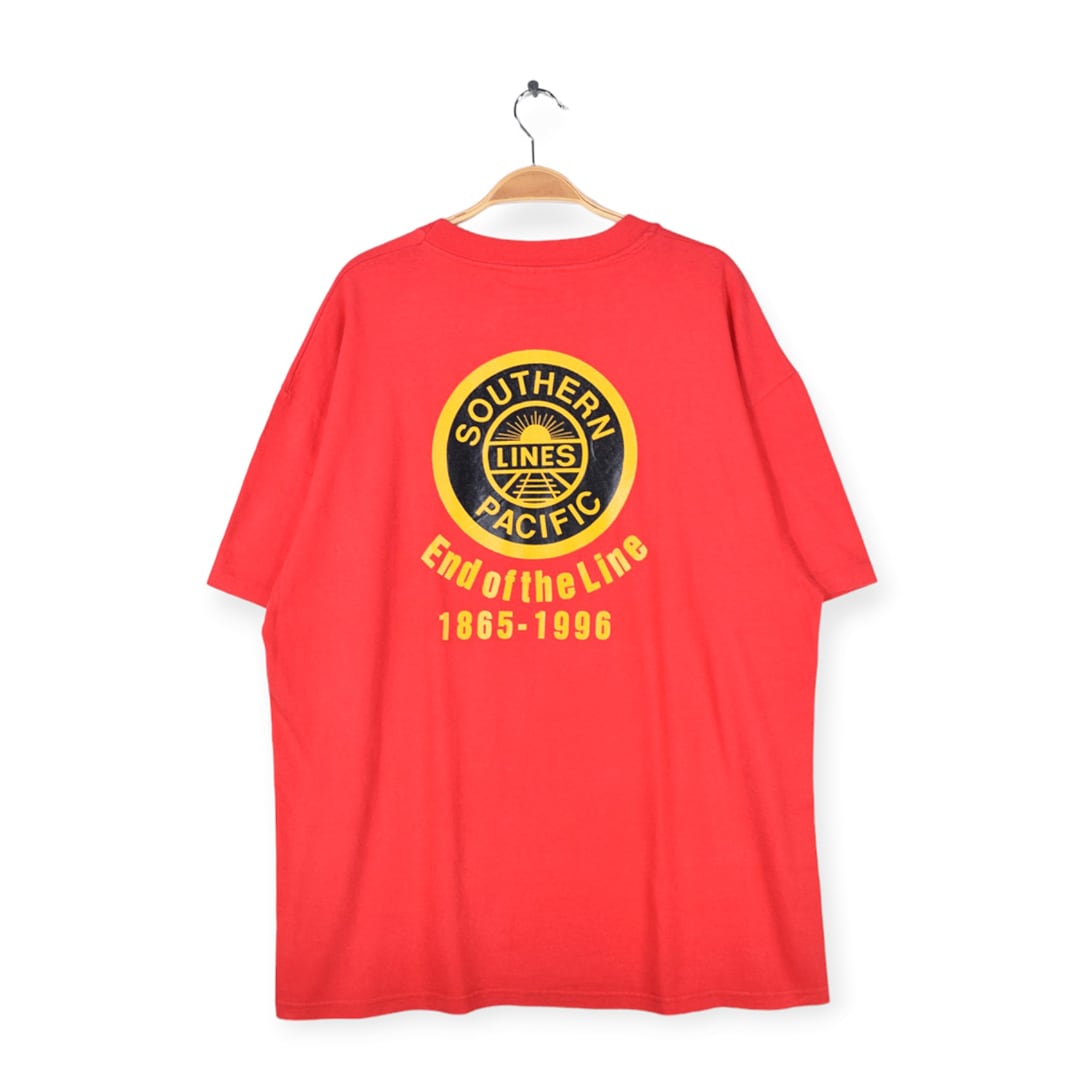 90s サザンパシフィック鉄道 USA製 ヴィンテージTシャツ 赤 レッド 
