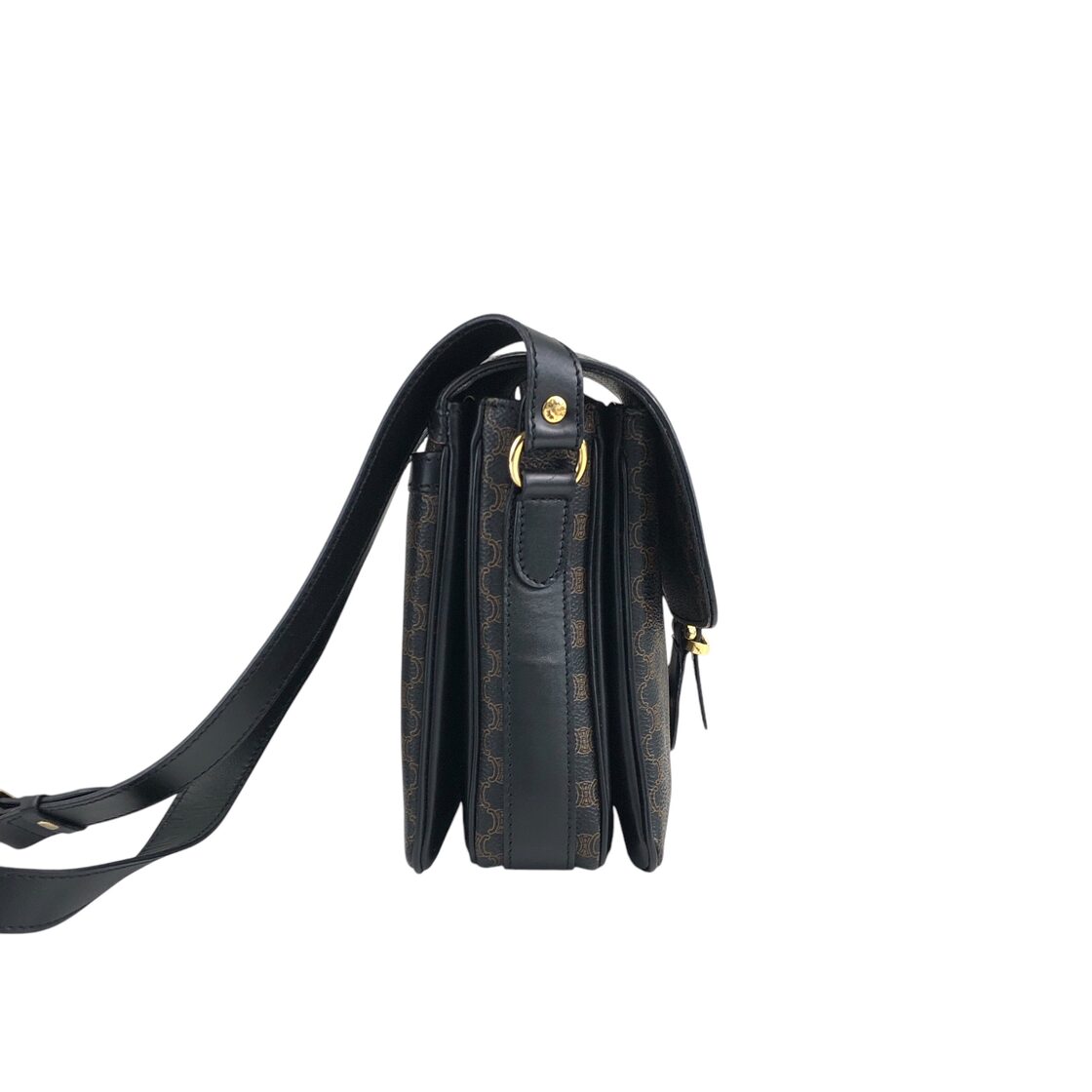CELINE ショルダーバッグ ポシェット 斜めがけ ホワイトマカダム柄 PVC 
