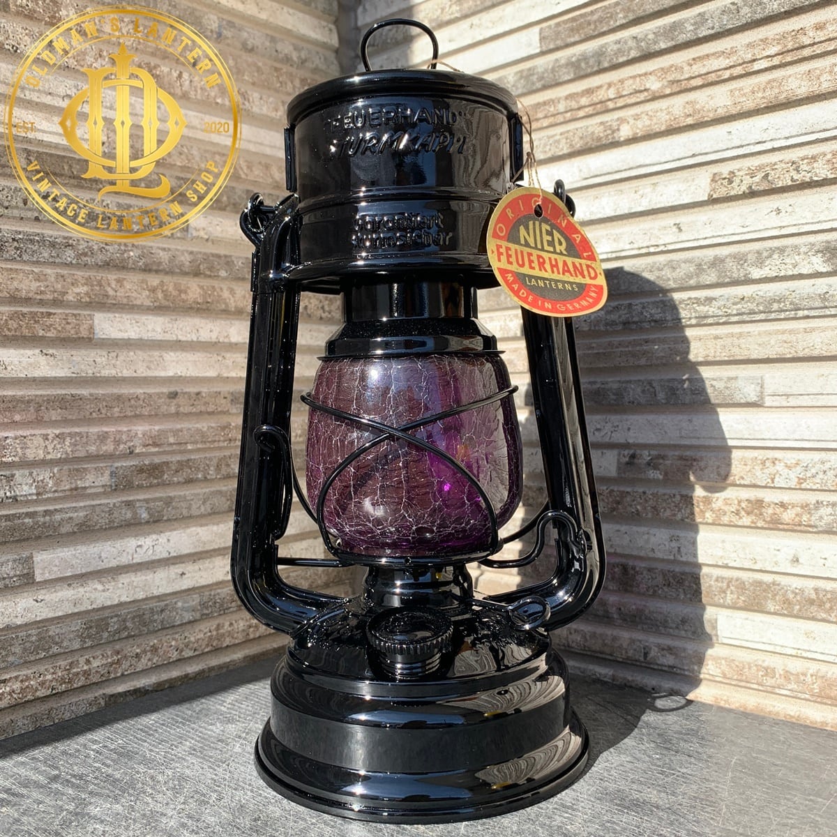 未使用 feuerhand 276 stk black purple crack glass | Oldman's lantern