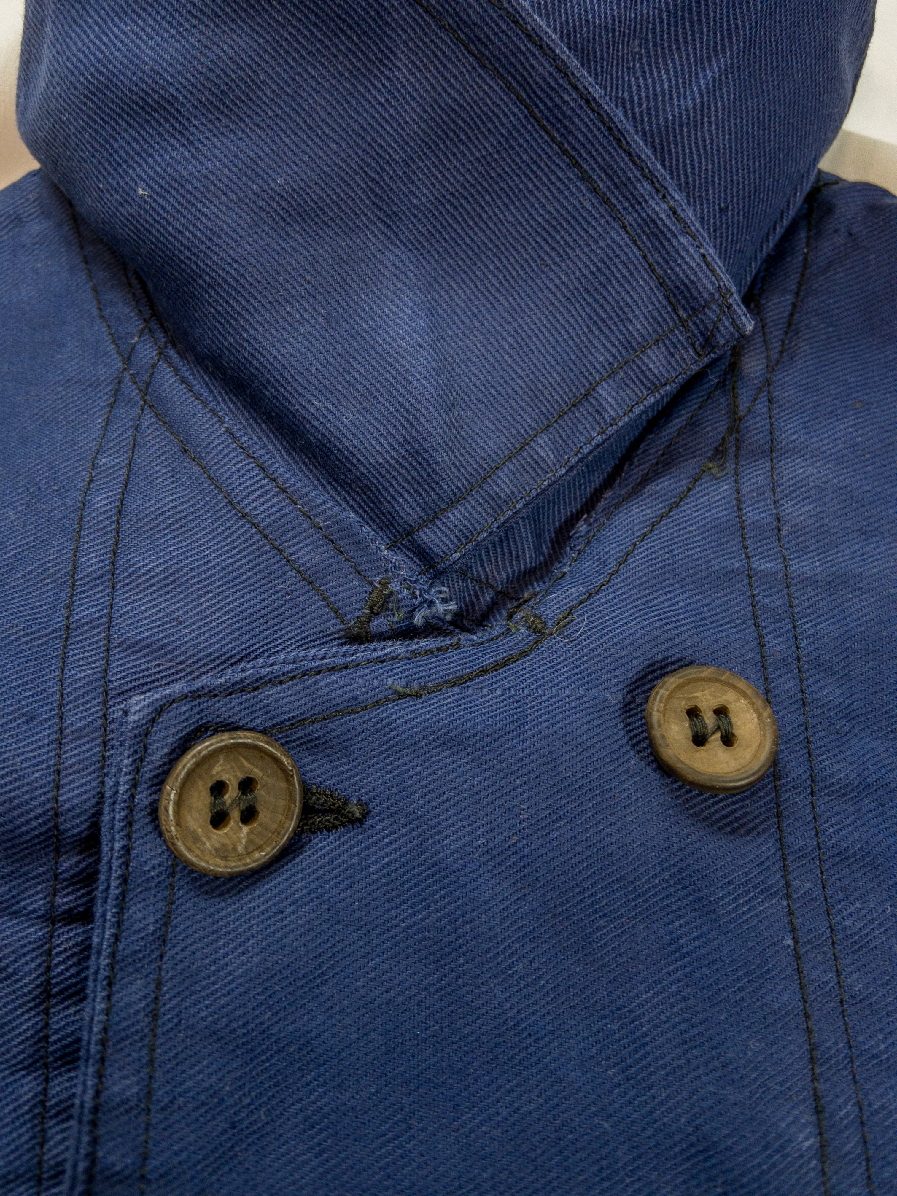 1930s】French Work Cotton Twill Double Breasted Jacket, with All