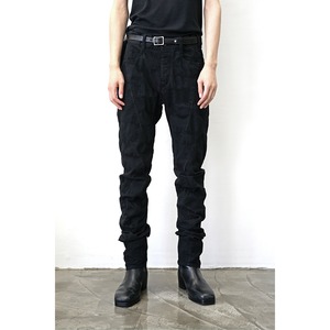 [D.HYGEN] (ディーハイゲン) ST107-0122A SCAB Patchwork Jagged Stretch Cotton Overlock Twisted Curved Slim Pants