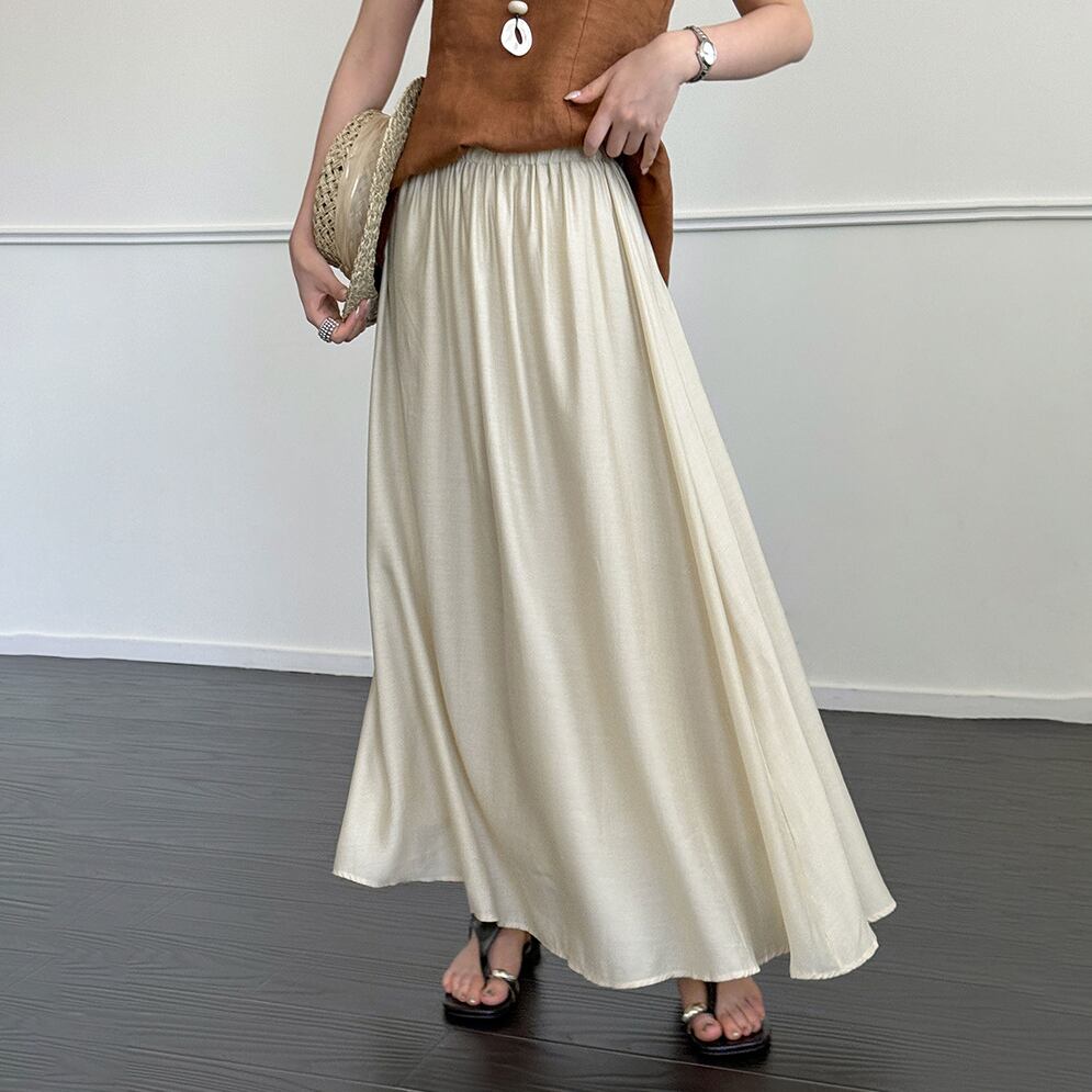 gather waist long skirt 14624