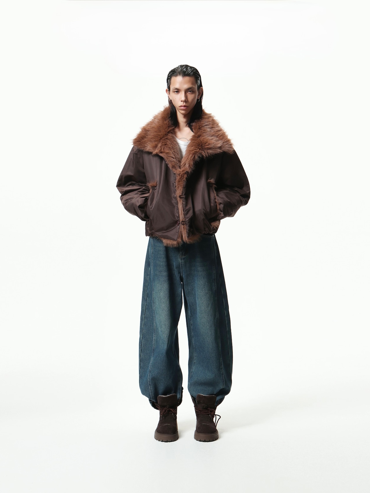 BOOGOOVOGUE Noble Fur Stand Collar Jacket