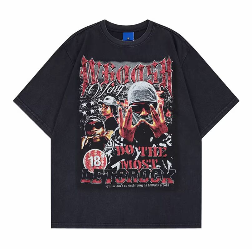 Band print short-sleeve T-shirt 0003