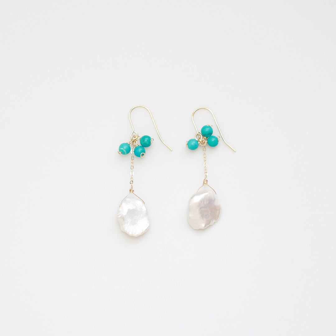 k14gf turquoise flowerpearl ピアス mm1248 | 【MeiNu（メイニュウ