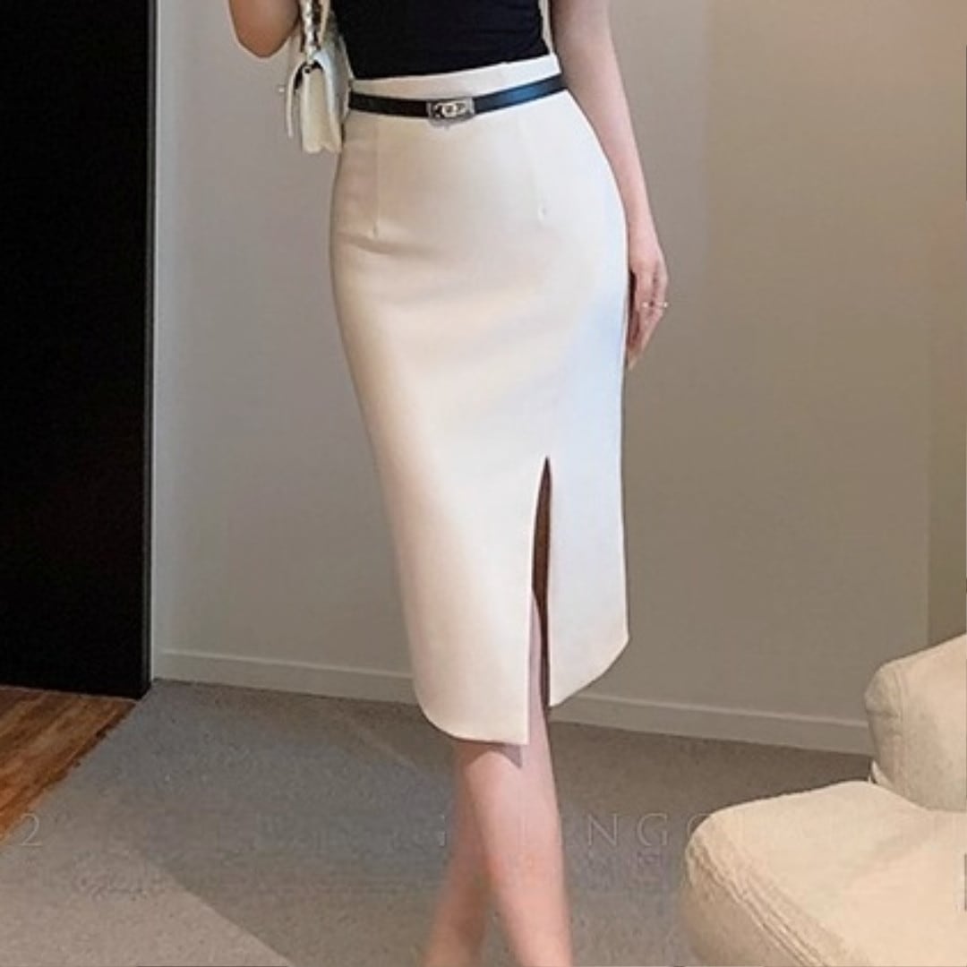 Slit Tight Midi Skirt(2color)  V2942