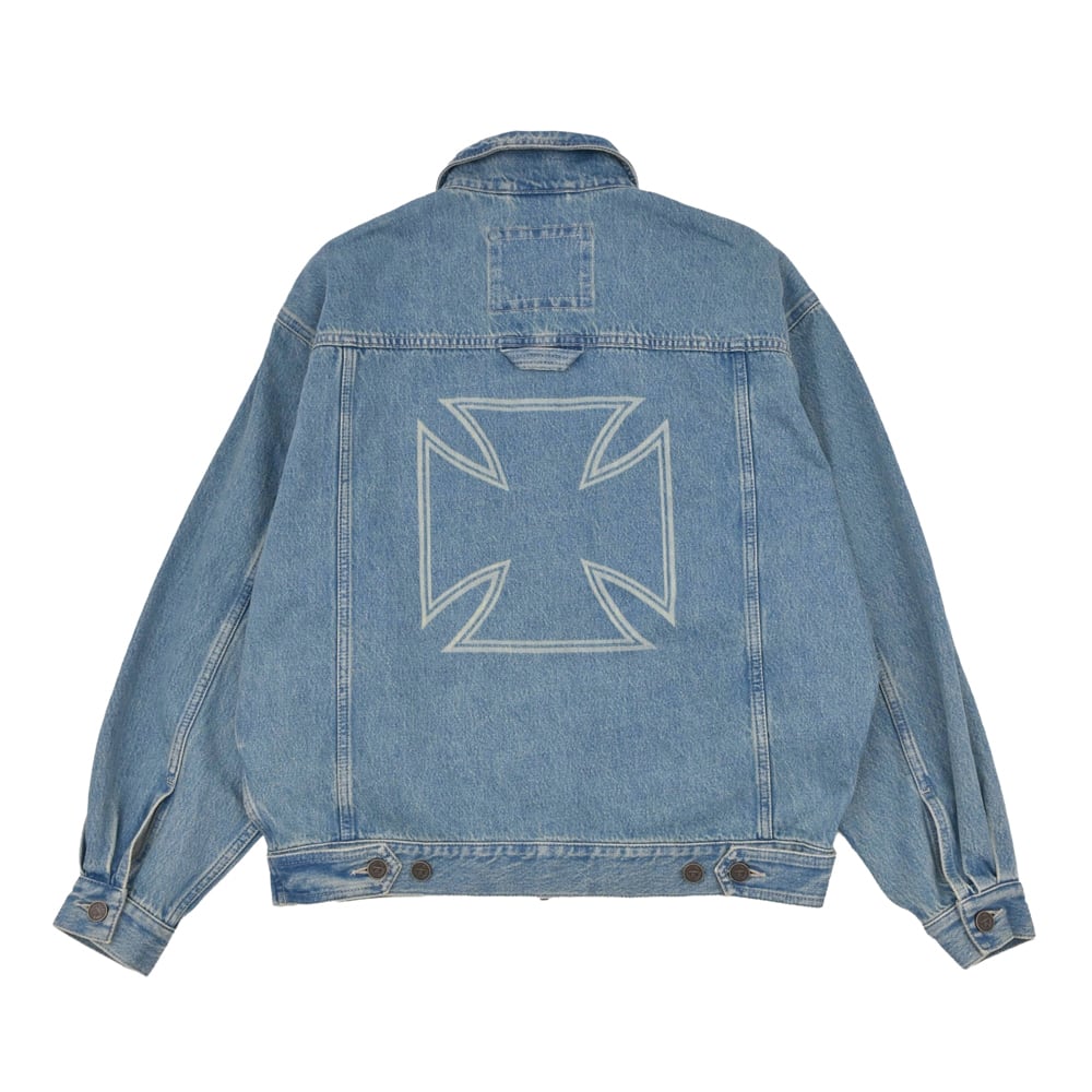 断*読様 [VETEMENTS]Oversized Double JKT[あゆ着 VETEMENTS】BIKER CROSSES ZIP DENIM JACKET | AYIN
