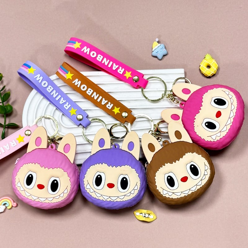 【柔らかくて丈夫】超実用!Labubu ソフトシリコン 小銭入れチャーム - キーホルダーとしても使える、へたらない可愛い収納 バッグにぶら下げるだけで癒される