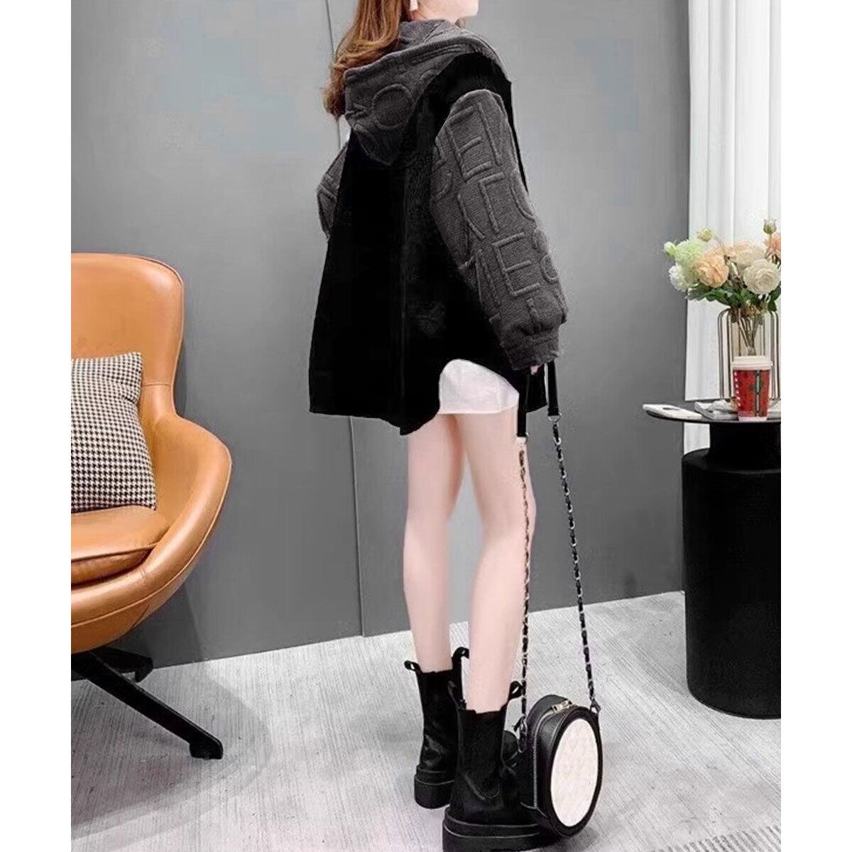 ビッグパーカー エンボスロゴ レディース 春秋 韓国 羽織り おしゃれ 大人 カジュアル ストリート系 オーバーサイズ ゆったり 体型カバー 大人可愛い 大人女子