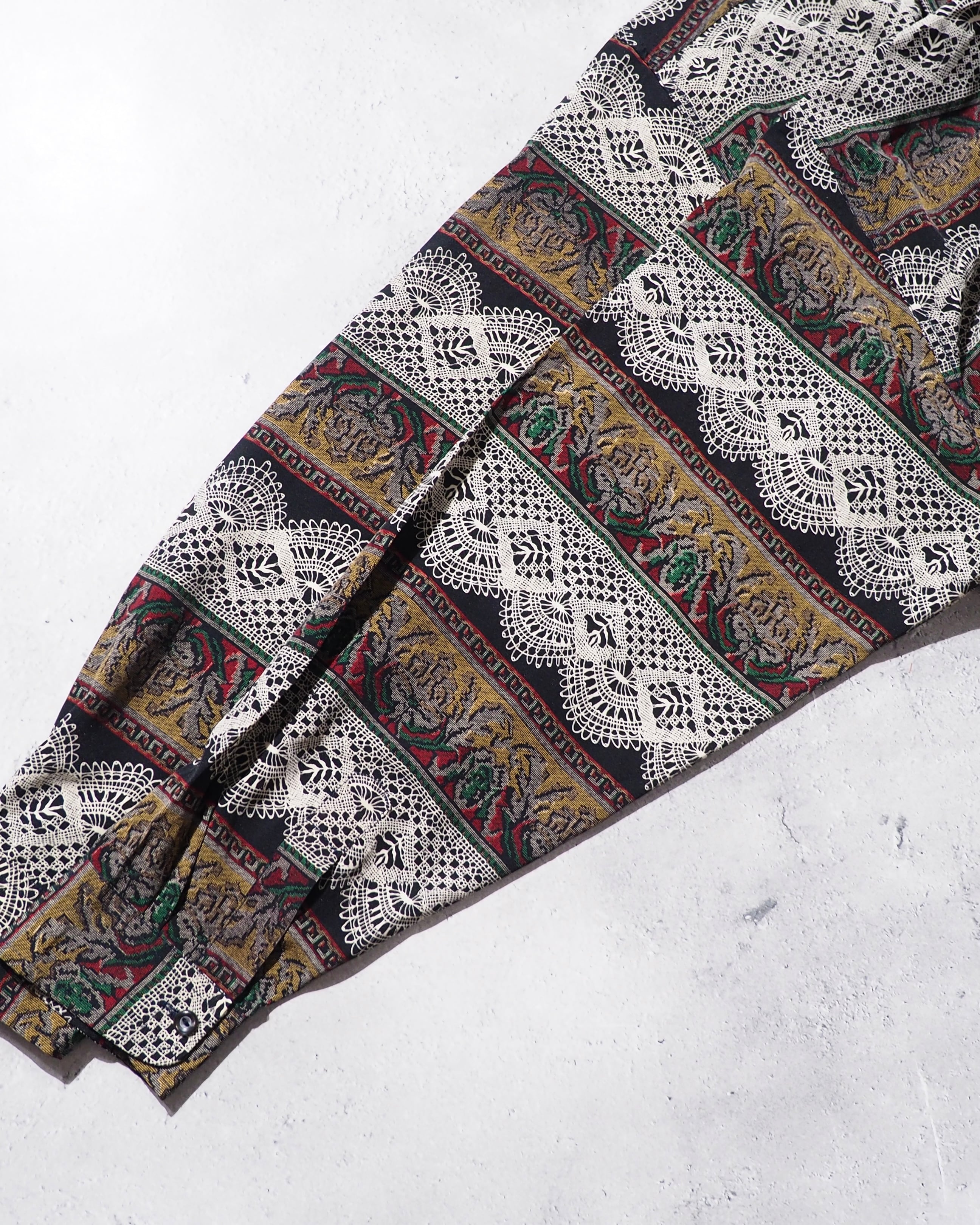 1990s Black mode Geometric pattern Drape loose vintage shirt