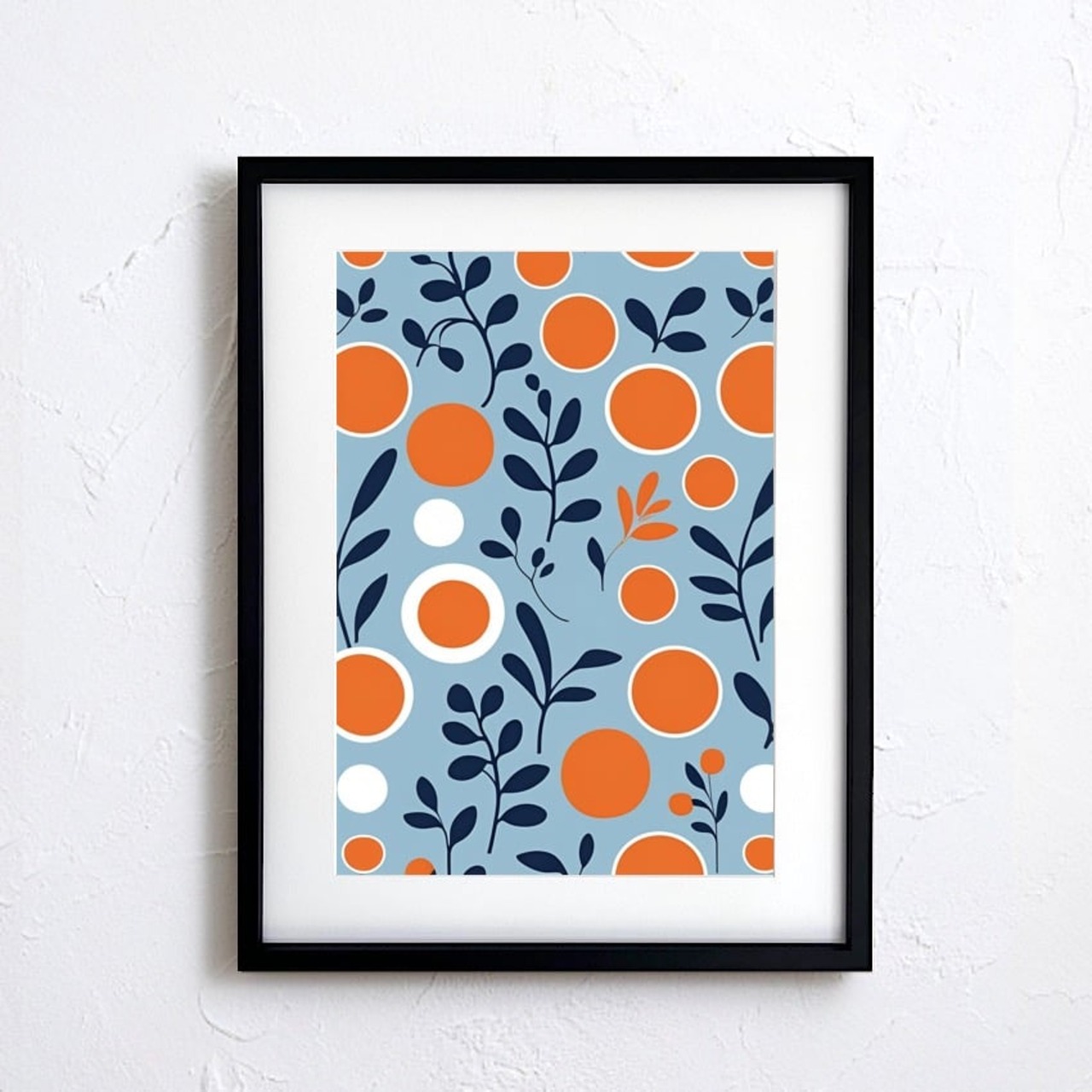 Orange Bloom｜北欧モダンな幾何学×植物アートポスター｜ビタミンカラーで空間を明るく彩るインテリアにA2ポスター