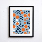 Orange Bloom｜北欧モダンな幾何学×植物アートポスター｜ビタミンカラーで空間を明るく彩るインテリアにA2ポスター