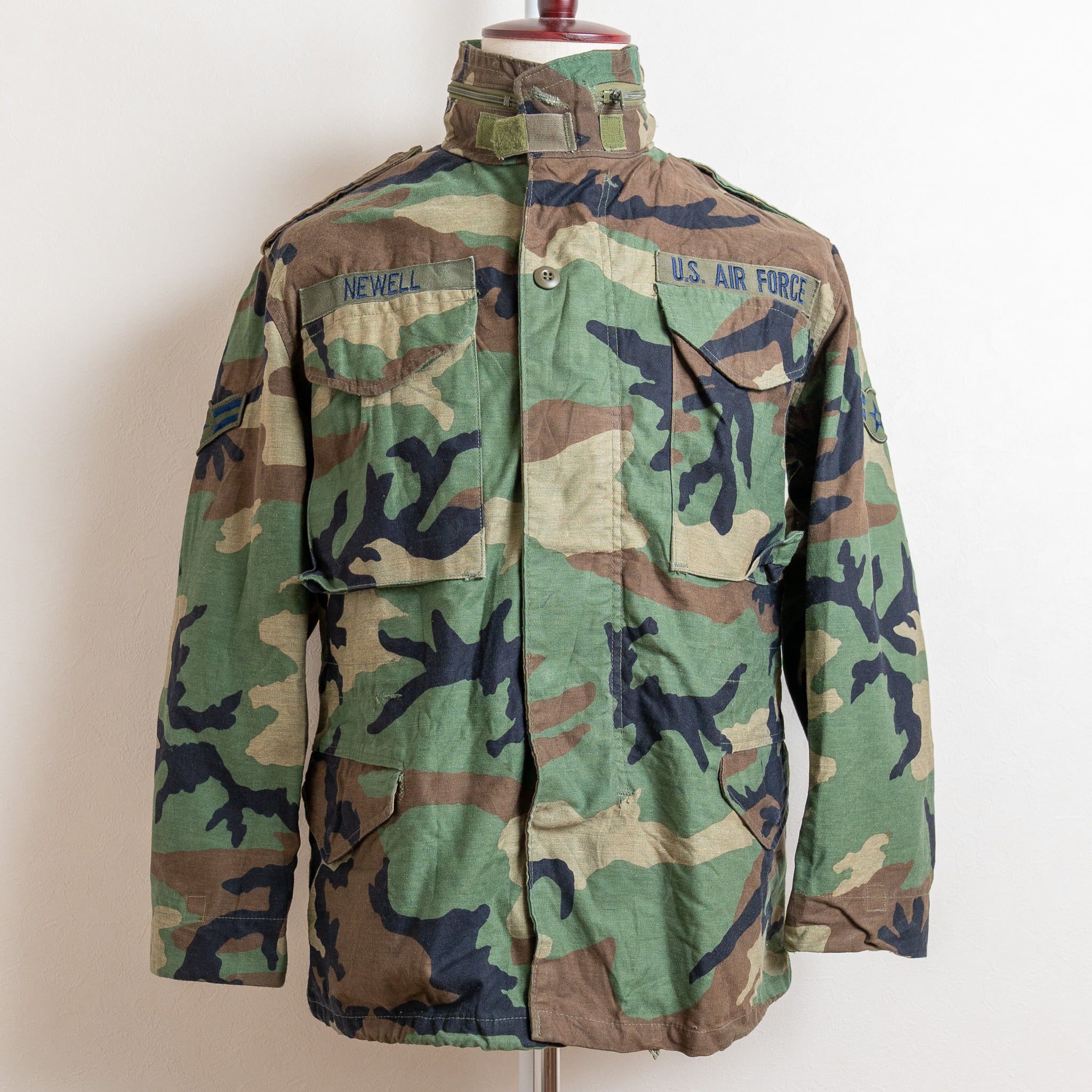 80s US ARMY M-65 3rd ウッドランドカモ ブラスジップ M