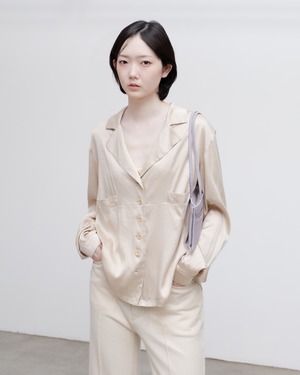 1980-90s SONIA RYKIEL - open collar silk shirt