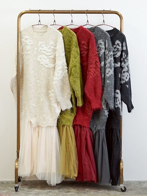 セブンデイズ　1251155　立体ニット x チュールOP  冬