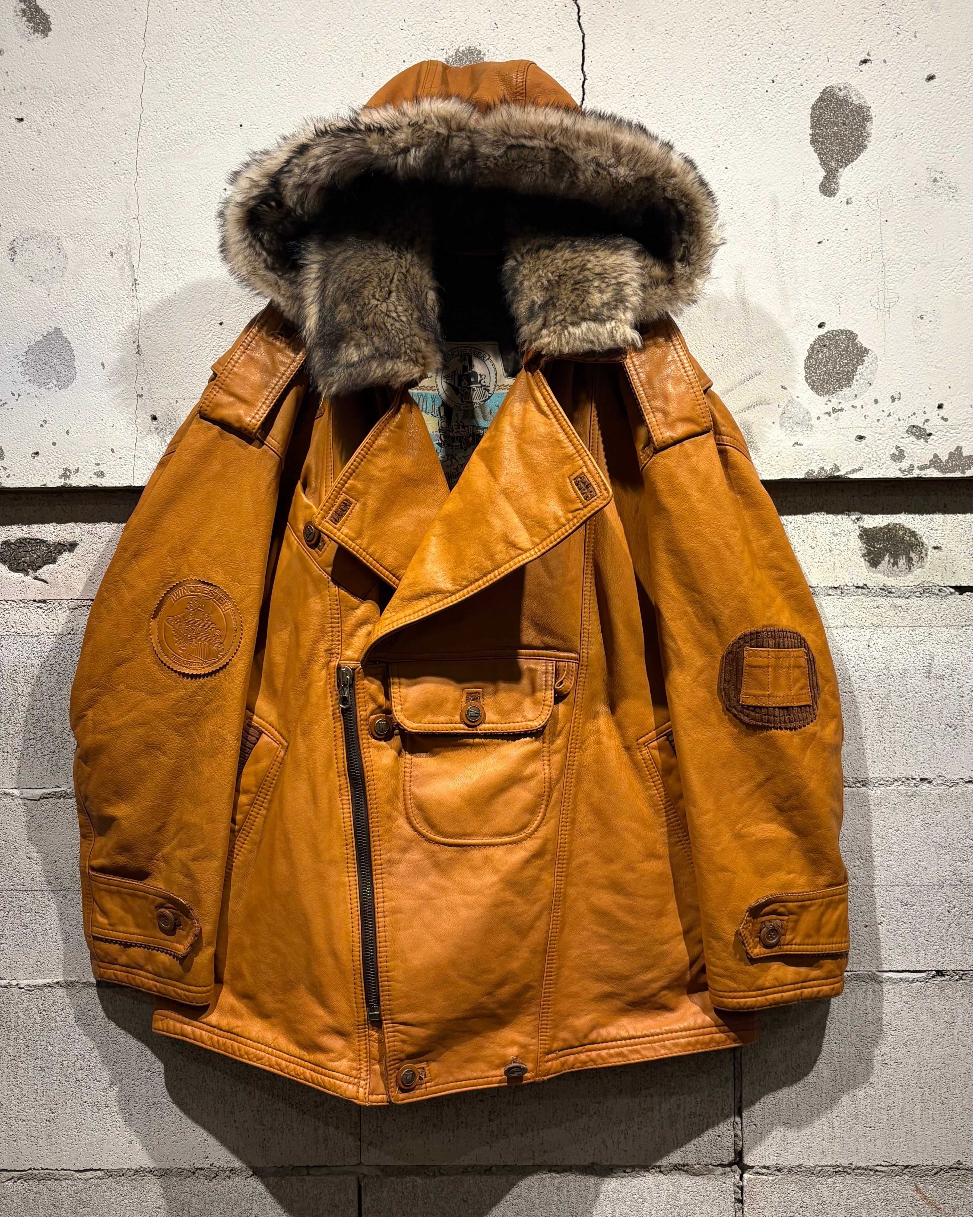 Caka otto】80's “Winchester“ Motorcycle Motif Design Euro Vintage