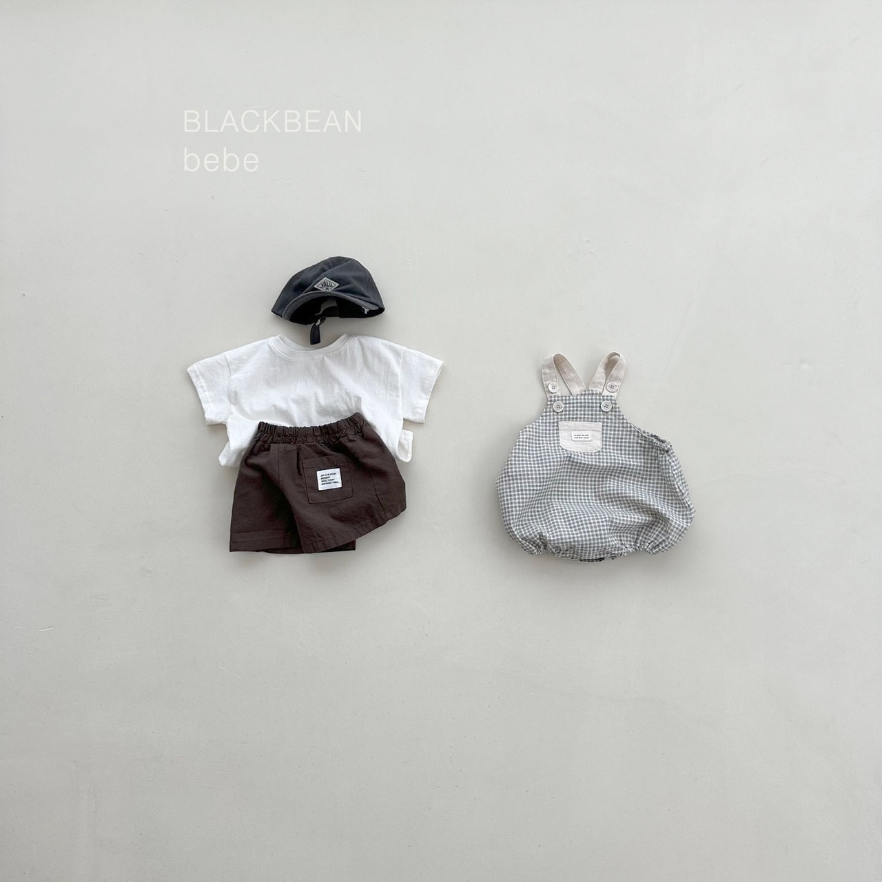 【BLACK BEAN】チェックサロペセット ブラック 60〜80cm - 2