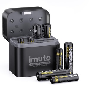 【在庫のみ】imuto リチウム&ニッケル水素充電池 同時充電可能 1.5V 急速充電 単3リチウム(3000mWh*4)+単4リチウム(1300mWh*4) 1600回以上循環使用可能 超長持続時間 充電器の組み合わせ 電池収納 Type-Cケーブル付属 PSE認証