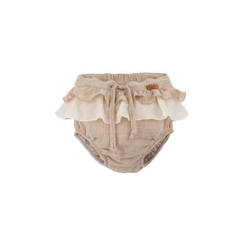 Popelin(ポペリン) / Sand organic culotte with double frill / 12-18M・2-3Y