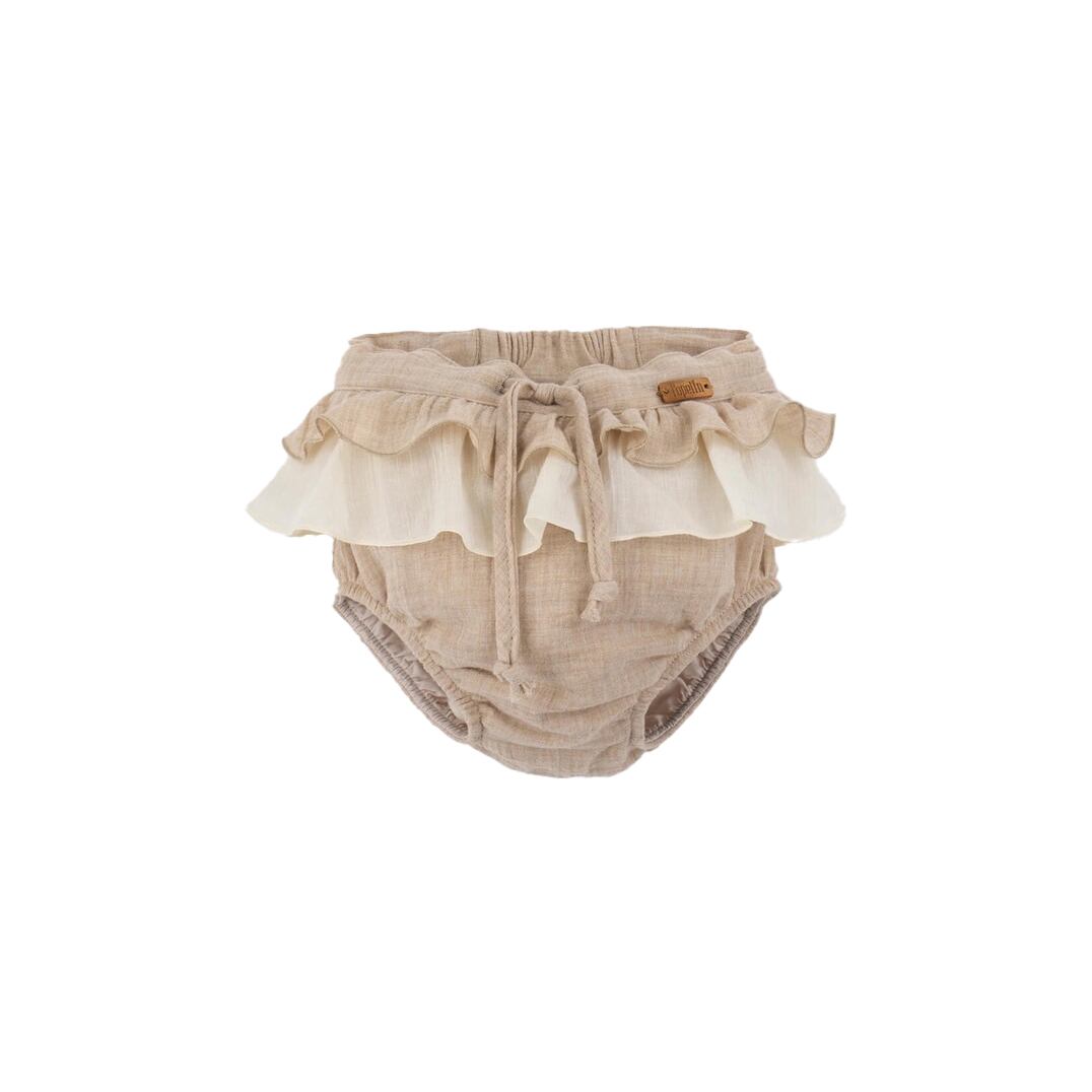 Popelin(ポペリン) / Sand organic culotte with double frill / 12-18M・2-3Y