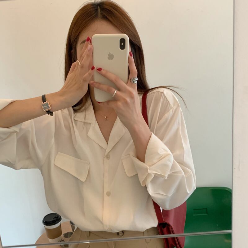 カラーシャツ ブラウス スプリングスタイルルーズ 春物 スーパーモール12902621693