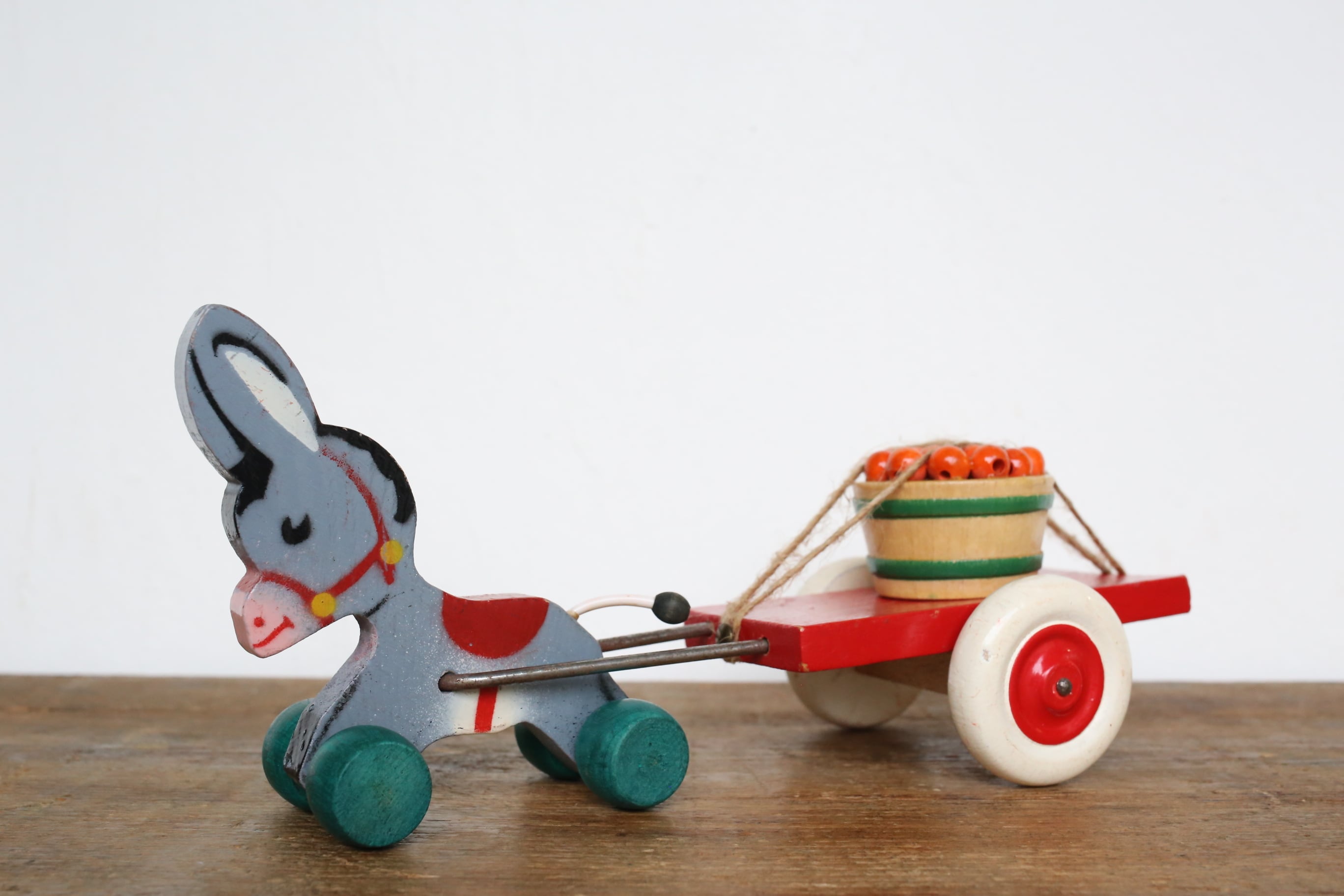 フランス アンティーク ヴィンテージ 木製 おもちゃ 『荷車を引くロバ』