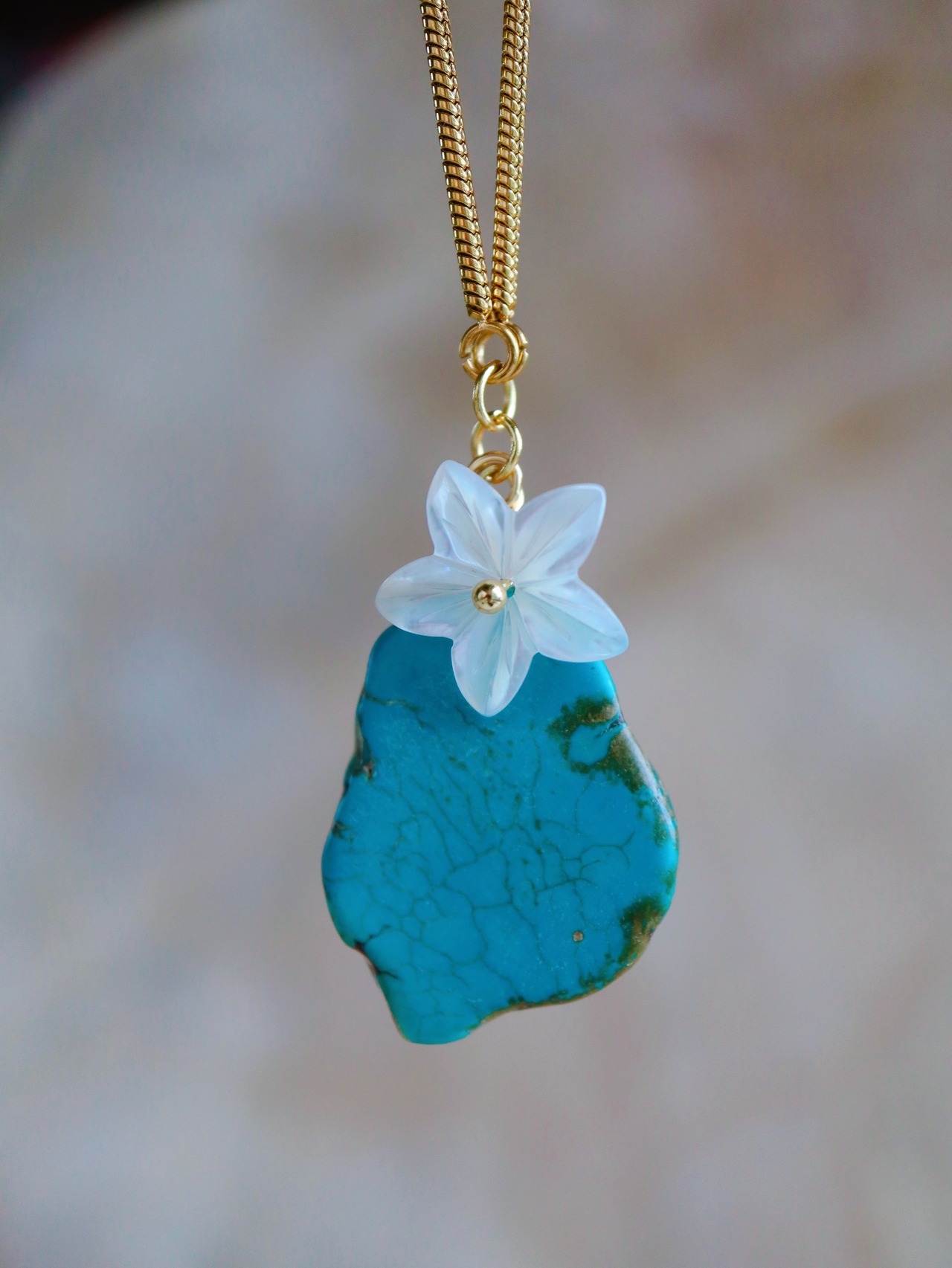 Turquoise×Plumeria necklace(ターコイズ×プルメリアネックレス)