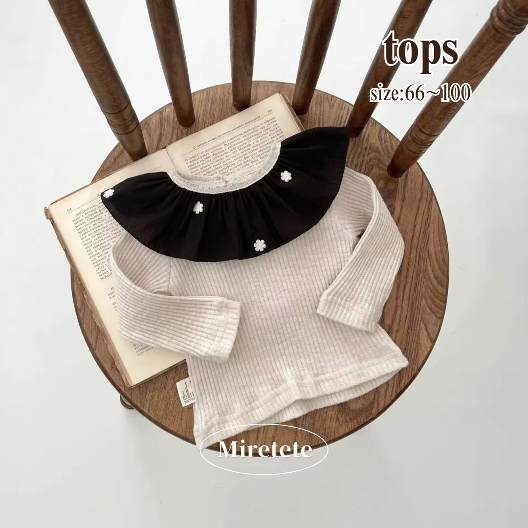 【取寄】花柄ビックカラーのリブトップス