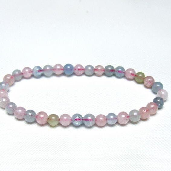 ミックスカラーベリル ブレスレット 5mm 一点物 メール便可 [M便 1/10] 111-48792